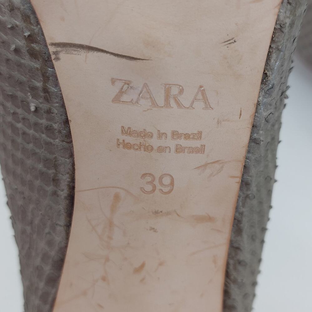 Zara Snake Embossed Animal print Pumps High Heels Open Toe Size 39 - Picture 10 of 14